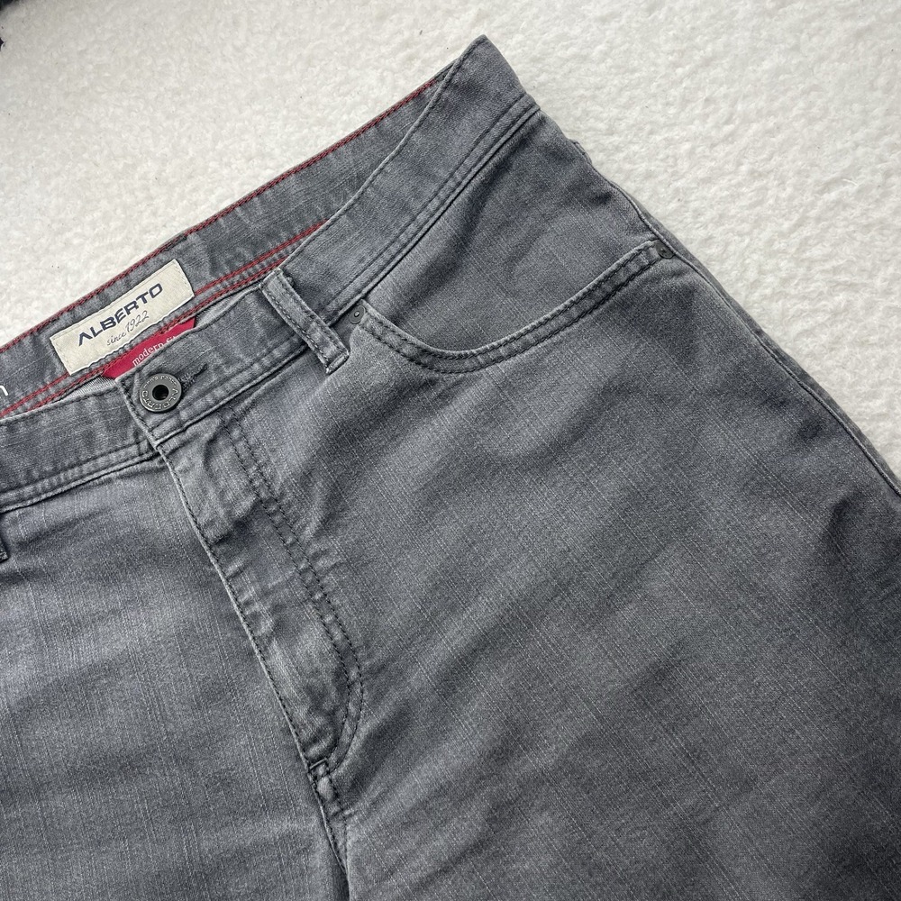 Alberto Jeans Mens 37x36 (Tag 36x36) Tall Gray Stone T400 Denim Modern Fit‎ Soft